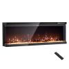 72 inch Electric Fireplace, Three-Sided Glass Wall Mounted Recessed Fire Place with Remote Control, Timer, 1500W, Adjustable Flame Color Brightness