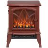 750W/1500W Electric Heater Fire Place, Inserts Electric Wood Fireplace Stove with Realistic Flames & Overheating Protection, Red