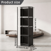 5 Tier Storage Cabinet Closet with Curtain, Silver Metal Pipe Shelf Rack with Black Fabric Panels and PEVA Curtain