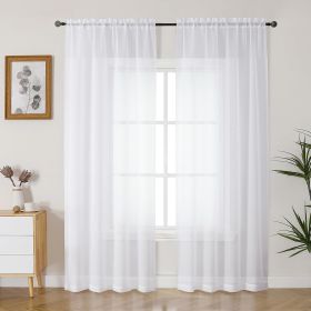 White Sheer Curtain 2 Piece Set, Lightweight Window Panels for Soft Light Filtering Privacy, Easy Care