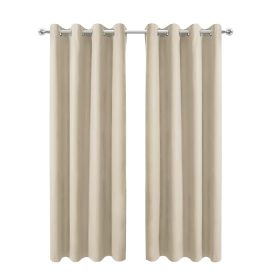 50inch*106inch beige luxurious wool outdoor curtains with a sound-absorbing ring design offer a tranquil and comfortable lifestyle
