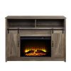 Rustic Oak 2-Door Fireplace with 2 Shelves