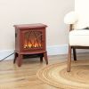 750W/1500W Electric Heater Fire Place, Inserts Electric Wood Fireplace Stove with Realistic Flames & Overheating Protection, Red