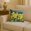South Carolina Yellow Jessamine in Watercolor Throw Pillow Machine Washable, Indoor Outdoor Decorative Pillow for Couch, Bed or Patio, 18Hx18W