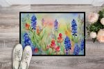 NEW Texas Bluebonnets in Watercolor Doormat Front Door Mat Indoor Outdoor Rugs for Entryway, Non Slip Washable Low Pile, 18H X 27W
