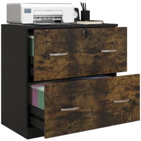 2 Drawer File Cabinet with Lock, Office Filing Cabinet, Hanging Bar for Letter Size, Home Office, Rustic Brown (Option: Rustic Brown)