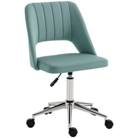 Mid Back Office Chair Velvet Fabric Swivel Scallop Shape Computer Desk Chair, Green (Option: Green)