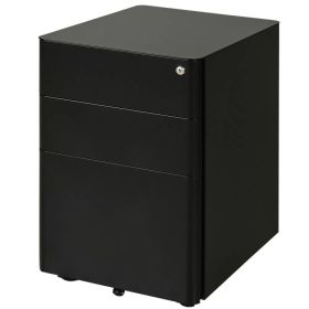 Metal Filing Cabinet 3 Drawer, Mobile Office Cabinet with Wheels for Legal, Letter, A4 File, Black (Option: Black)