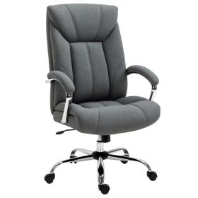 High Back Swivel Home Office Chair Task Ergonomic Linen Fabric Computer Chair, with Arm, Adjustable Height, Grey (Option: Grey)