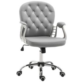 Ergonomic Office Chair, Comfortable Computer Desk Chair with Padded Seat and Adjustable Height, Tufted Back, Grey (Option: Grey)