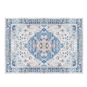 Vintage Area Rug Modern Non Slip Carpet Boho Low Pile Soft Rug Waterproof Machine Washable Rug for Living Room Bedroom Kitchen Dining Room Under (Option: Type 2-6_9ft)