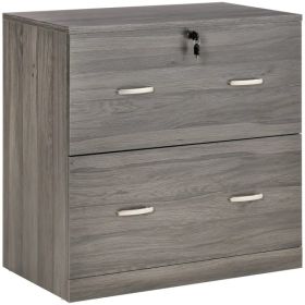 2 Drawer File Cabinet with Lock, Office Filing Cabinet, Hanging Bar for Letter Size, Home Office, Grey (Option: Grey)