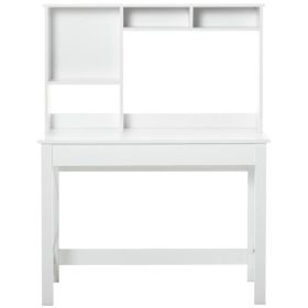 Computer Desk with Hutch, Home Office Study Table with Storage for Writing, Work, Workstation, White (Option: White)