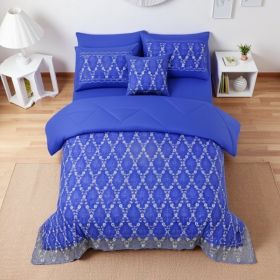 3-Piece Lace Embroidered Comforter Set with 2 Pillow Shams, Elegant Floral Bedding for Queen, King and California King Beds (Option: Navy-California King)