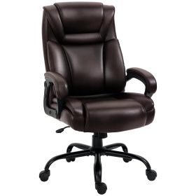 PU Leather Executive Office Chair with High Back, Adjustable Height and Swivel Wheels, 400LBS Capacity, Brown (Option: Brown)
