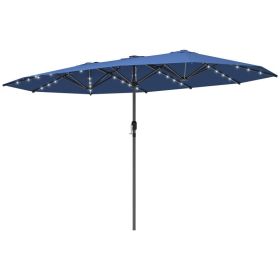 Garden Parasol, Double-Sided Sun Umbrella With LED Solar Lights, Patio Parasol For Outdoor, Blue (Option: blue)