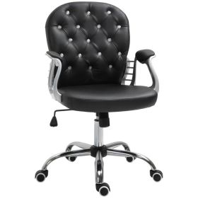Ergonomic Office Chair, Comfortable Computer Desk Chair with Padded Seat and Adjustable Height, Tufted Back, Black (Option: Black)