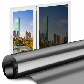 One Way Mirror Window Film Heat UV Reflective Privacy Tint Foil For Home Office (Film Color: Black Silver, size: 19.7in x 78.7in (10.8 sqft))
