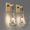 Wall Sconces Set of Two, Brass Modern Raindrop Glass Sconces Wall Lighting, Gold Wall Light Fixtures Indoor Wall Light