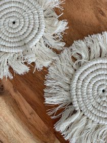 Macramé Drink Coasters; (7inch) (Color: Stacked)