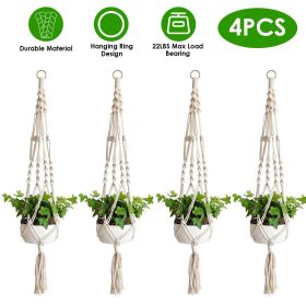 2Pcs Plant Hanger Flowerpot Net Bag 40in Cotton Rope Plant Hangers 4Legs Plant Hanger (Color: 4Pcs)
