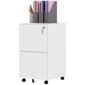 Vertical Steel Filing Cabinet on Wheels, 2-Drawer Lockable File Cabinet with Adjustable Hanging Bar for A4, Legal and Letter Size, White (Option: White)
