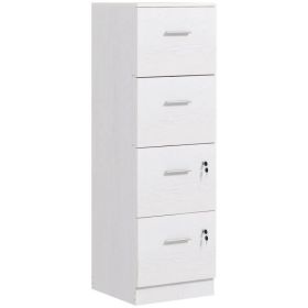 Vertical Filing Cabinet with Lock, 4 Drawer File Cabinet with Adjustable Hanging Bar for A4 and Letter Size, White (Option: White)
