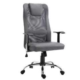 Office Chair High Back Mesh Ergonomic Computer Desk Seat Thick Padded Headrest with Armrest Office Grey (Option: Grey)