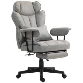 Big and Tall Office Chair with Foot Rest, 400LBS High Back Desk Chair with Padded Armrests, Lumbar Support, Grey (Option: Grey)